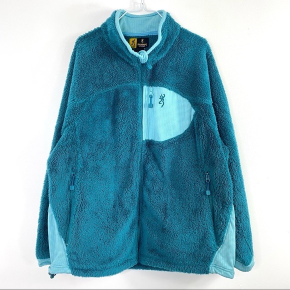 Browning Rare Pile Fleece Zip Jacket Teal Green - Picture 2 of 9